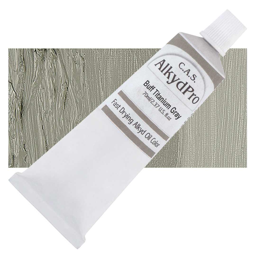Open in modal - CAS AlkydPro Fast-Drying Alkyd Oil Color - Buff Titanium Gray, 70 ml tube and swatch