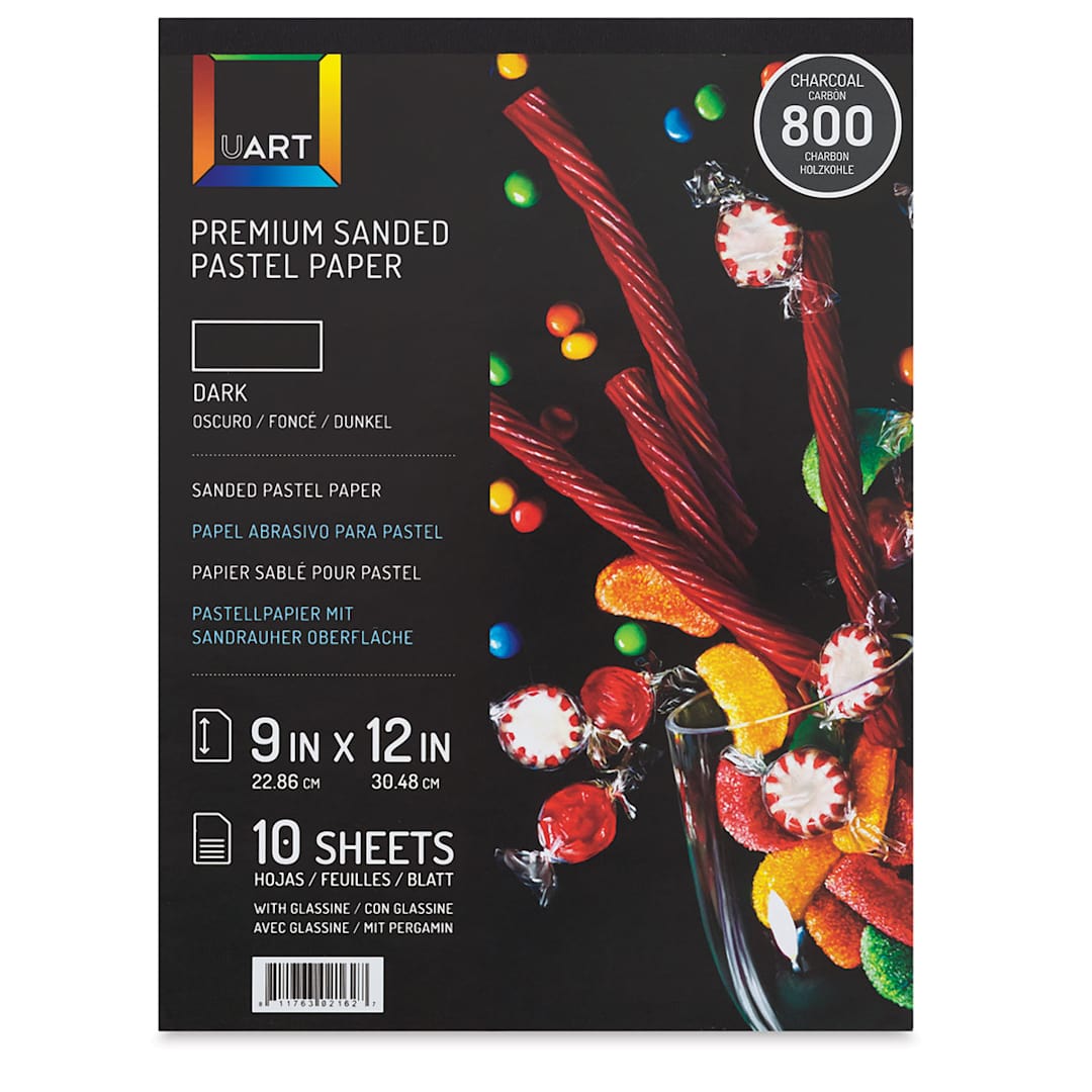 Open in modal - UArt Sanded Pastel Paper Pad - 800 Grit, 9" x 12", 10 Sheets, Dark