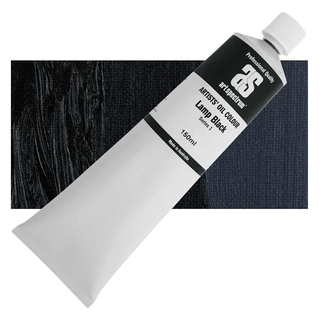 Open in modal - Art Spectrum Artists' Oil Paint - Lamp Black, 150 ml tube and swatch