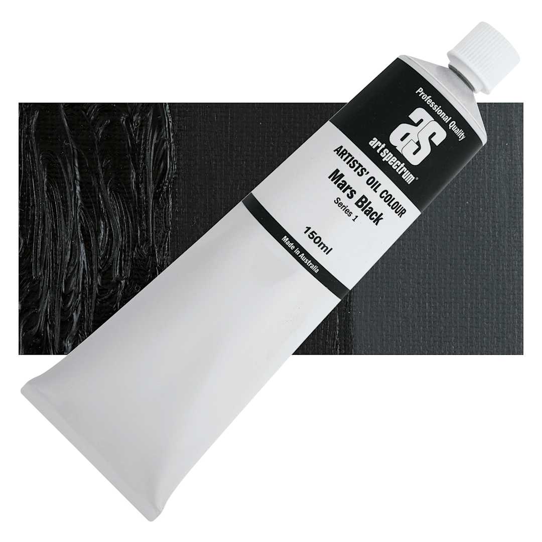 Open in modal - Art Spectrum Artists' Oil Paint - Mars Black, 150 ml tube and swatch