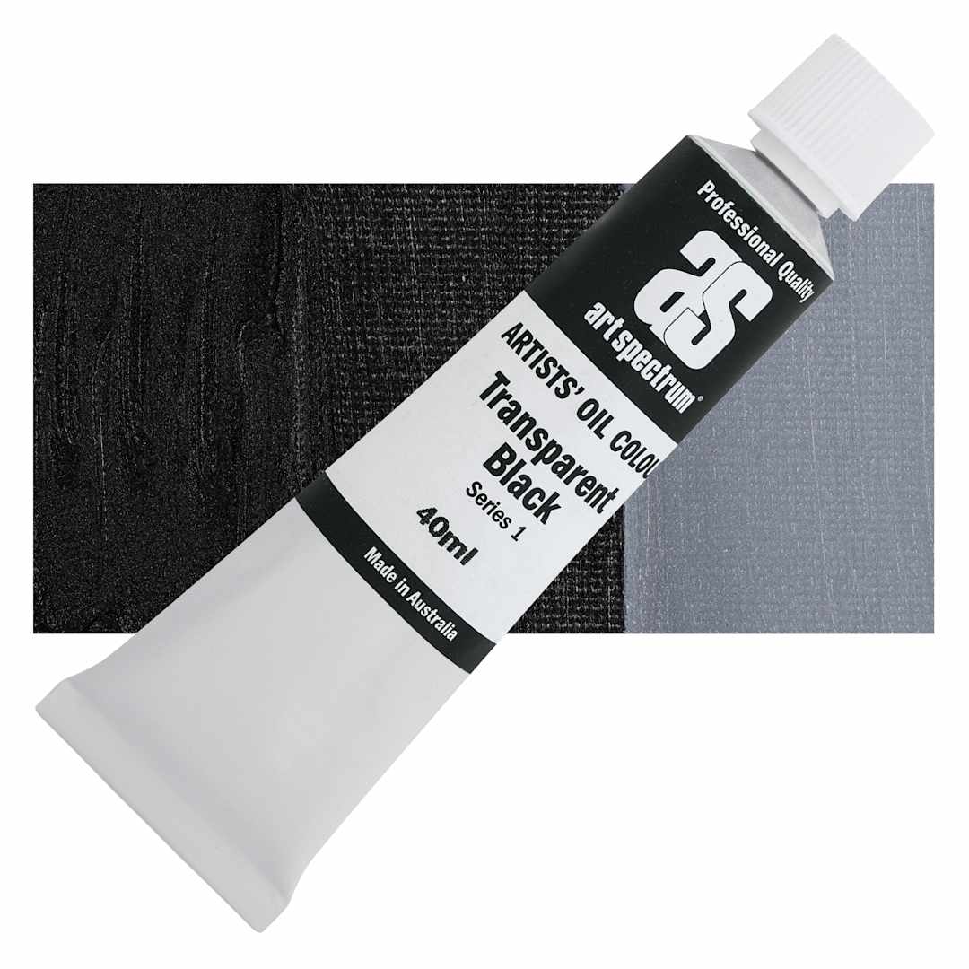 Open in modal - Art Spectrum Artists' Oil Paint - Transparent Black, 40 ml tube and swatch