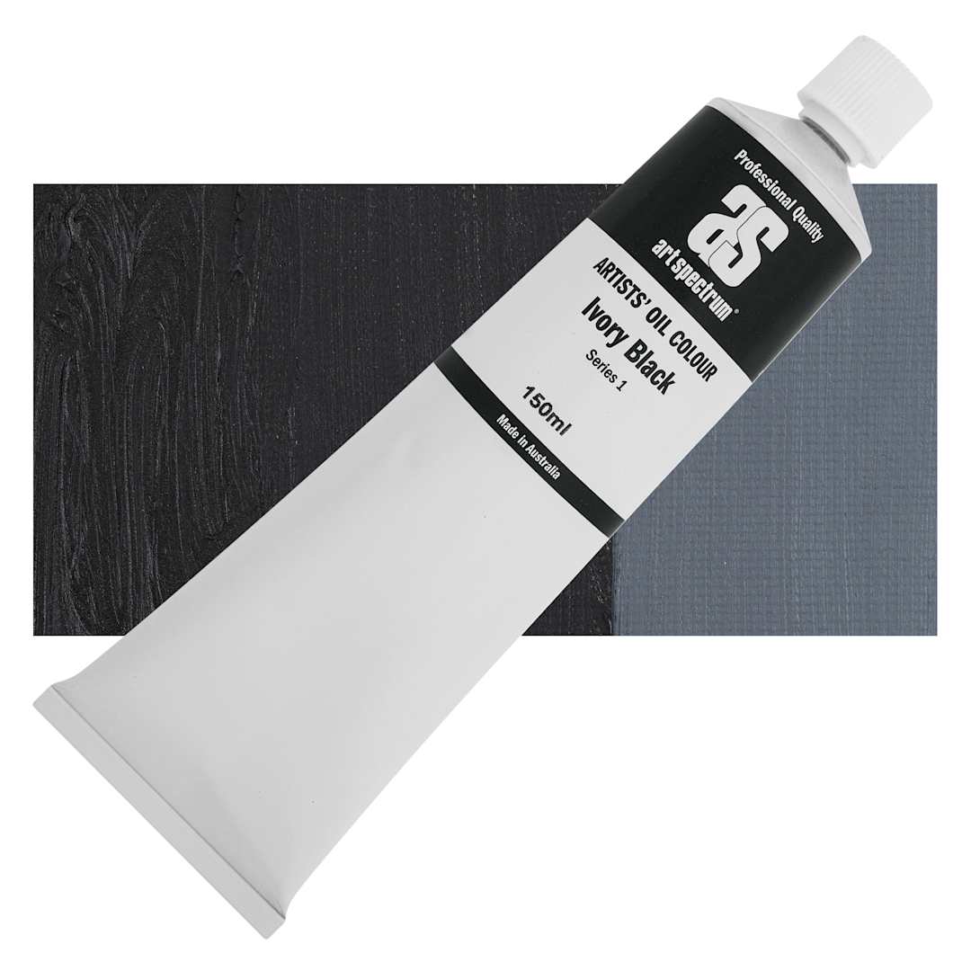 Open in modal - Art Spectrum Artists' Oil Paint - Ivory Black, 150 ml tube and swatch