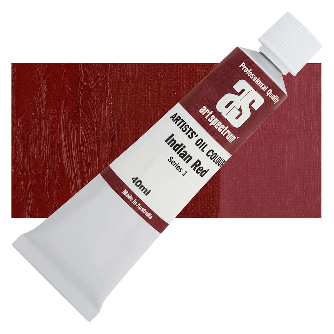 Open in modal - Art Spectrum Artists' Oil Paint - Indian Red, 40 ml tube and swatch