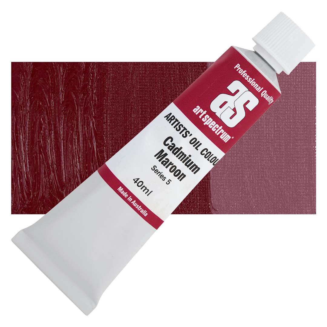 Open in modal - Art Spectrum Artists' Oil Paint - Cadmium Maroon, 40 ml tube and swatch
