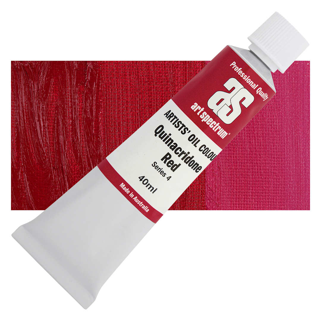 Open in modal - Art Spectrum Artists' Oil Paint - Quinacridone Red, 40 ml tube and swatch