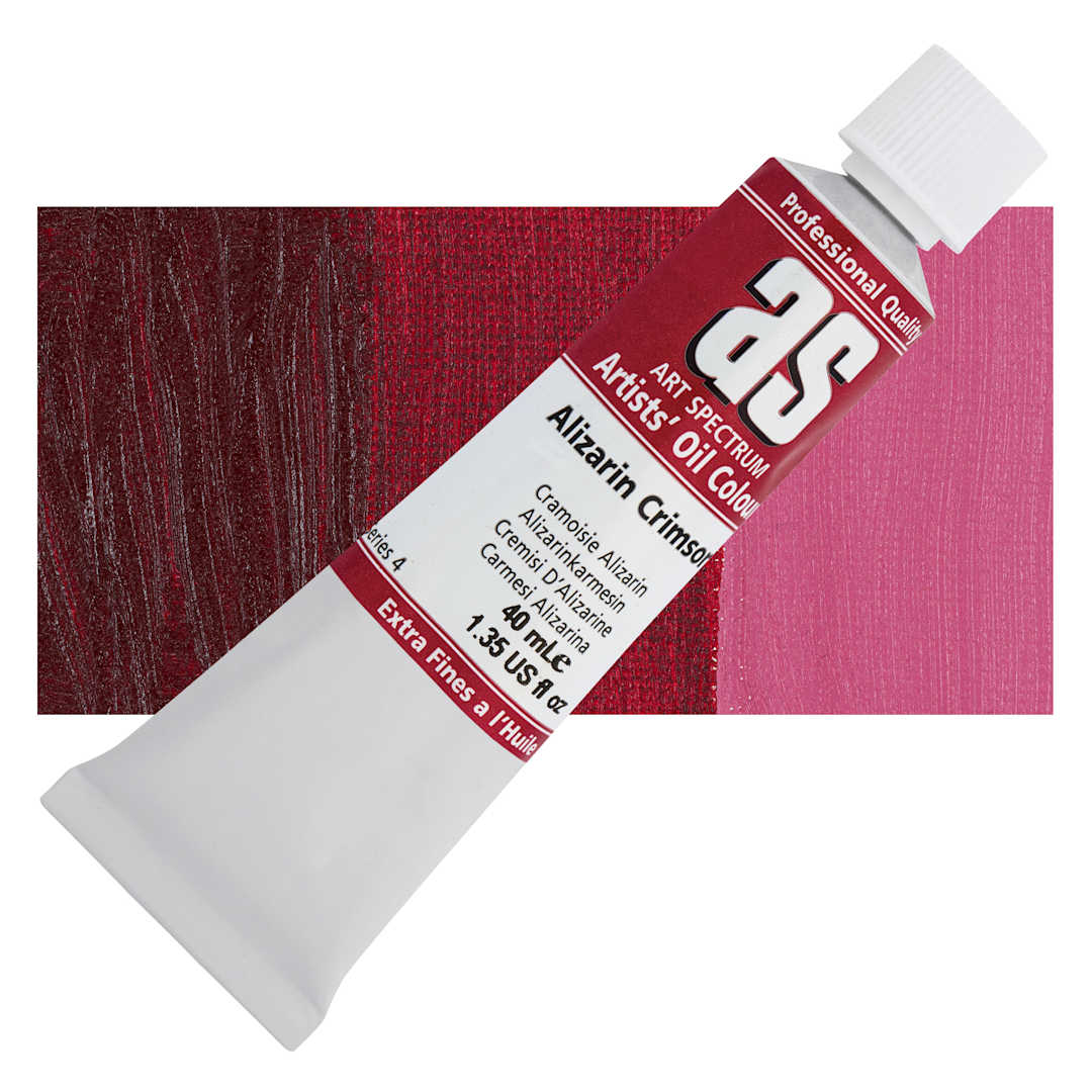 Open in modal - Art Spectrum Oil Paint - Alizarin Crimson, 40 ml tube and swatch