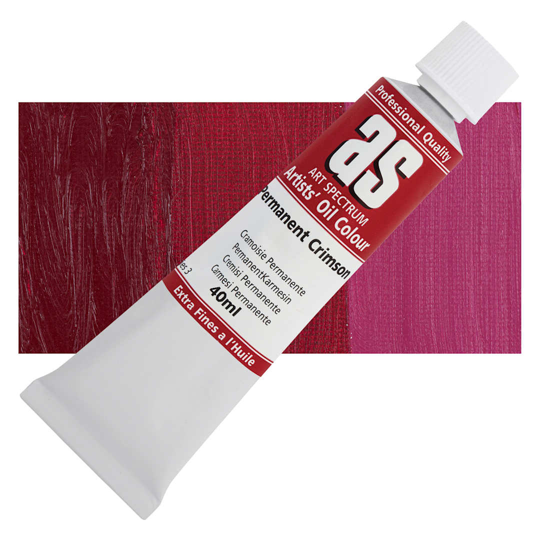 Open in modal - Art Spectrum Artists' Oil Paint - Permanent Crimson, 40 ml tube and swatch