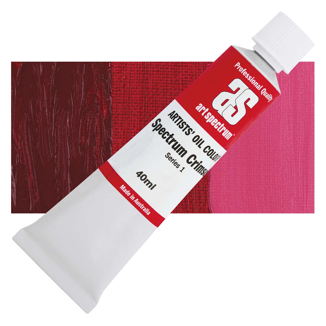 Open in modal - Art Spectrum Artists' Oil Paint - Spectrum Crimson, 40 ml tube and swatch