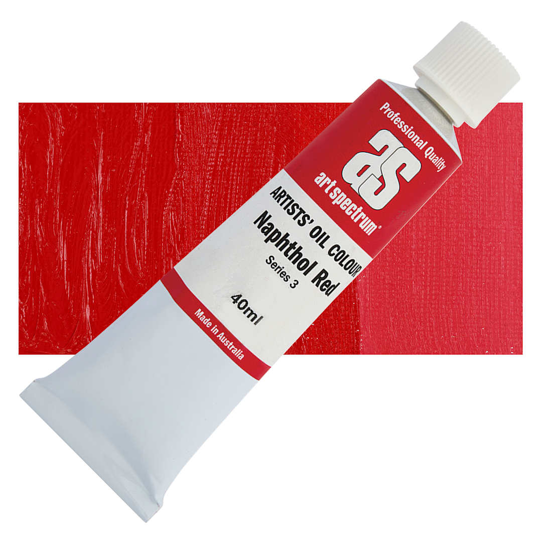 Open in modal - Art Spectrum Artists' Oil Paint - Naphthol Red, 40 ml tube and swatch