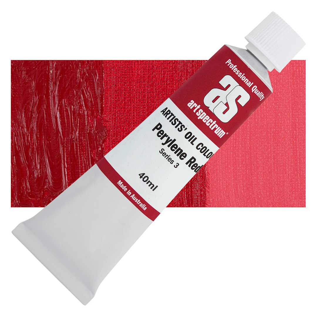 Open in modal - Art Spectrum Artists' Oil Paint - Perylene Red, 40 ml tube and swatch