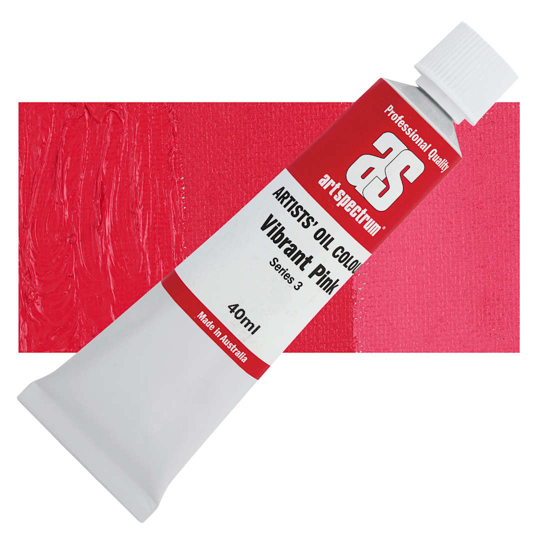 Open in modal - Art Spectrum Artists' Oil Paint - Vibrant Pink, 40 ml tube and swatch