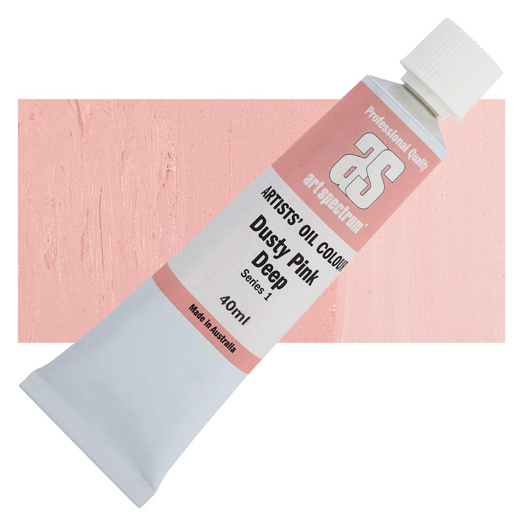 Open in modal - Art Spectrum Artists' Oil Paint - Dusty Pink Deep, 40 ml tube and swatch