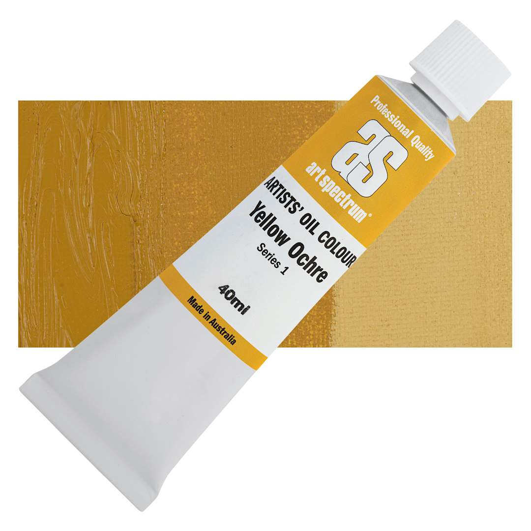 Open in modal - Art Spectrum Artists' Oil Paint - Yellow Ochre, 40 ml tube and swatch