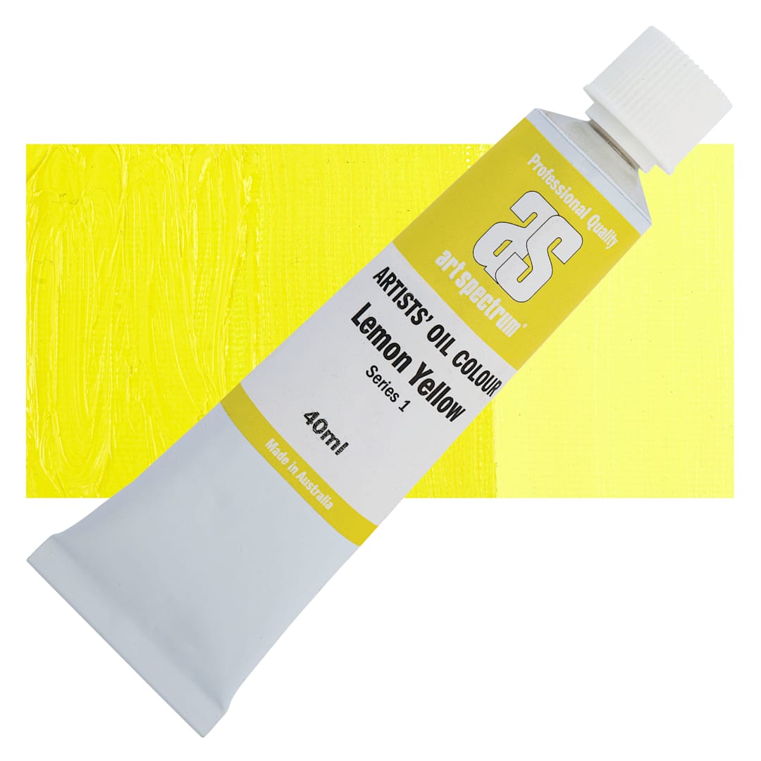 Open in modal - Art Spectrum Artists' Oil Paint - Lemon Yellow, 40 ml tube and swatch