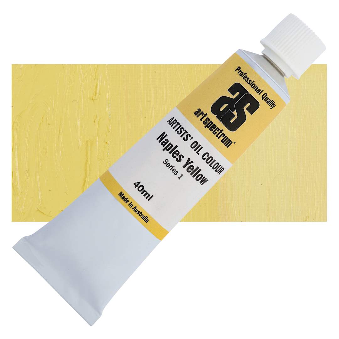 Open in modal - Art Spectrum Artists' Oil Paint - Naples Yellow, 40 ml tube and swatch