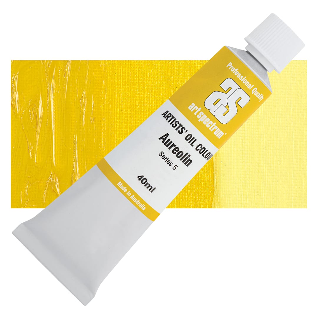 Open in modal - Art Spectrum Artists' Oil Paint - Aureolin, 40 ml tube and swatch