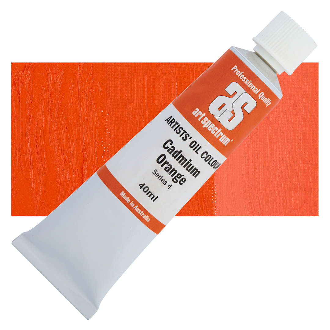 Open in modal - Art Spectrum Artists' Oil Paint - Cadmium Orange, 40 ml tube and swatch