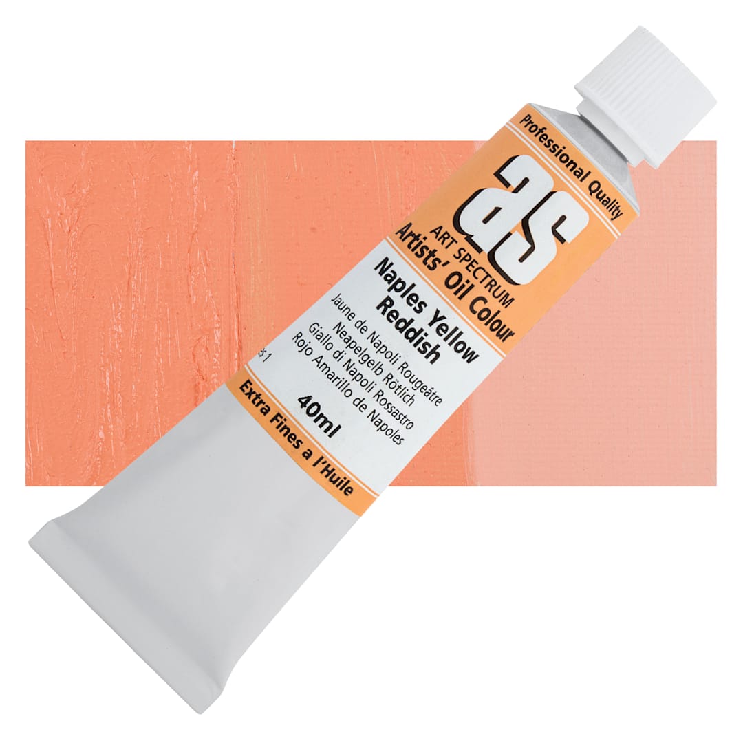 Open in modal - Art Spectrum Artists' Oil Paint - Naples Yellow Reddish, 40 ml tube and swatch