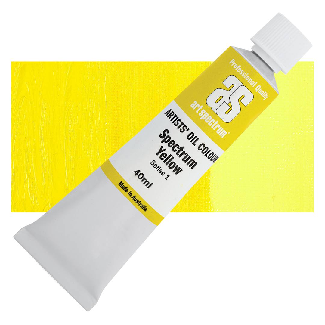 Open in modal - Art Spectrum Artists' Oil Paint - Spectrum Yellow, 40 ml tube and swatch