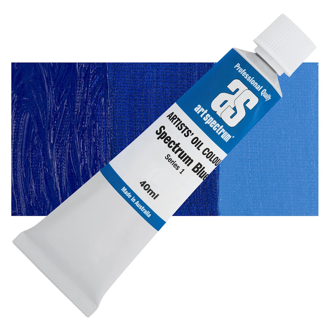 Open in modal - Art Spectrum Artists' Oil Paint - Spectrum Blue, 40 ml tube and swatch