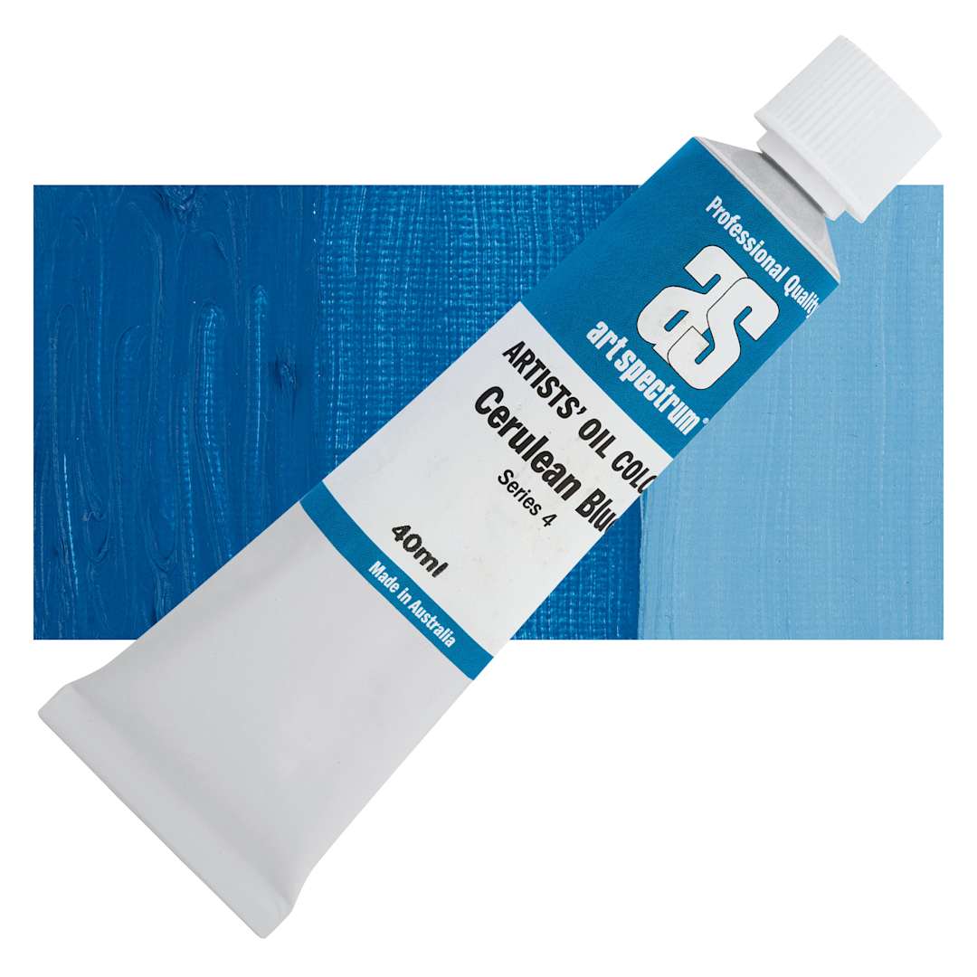 Open in modal - Art Spectrum Artists' Oil Paint - Cerulean Blue, 40 ml tube and swatch