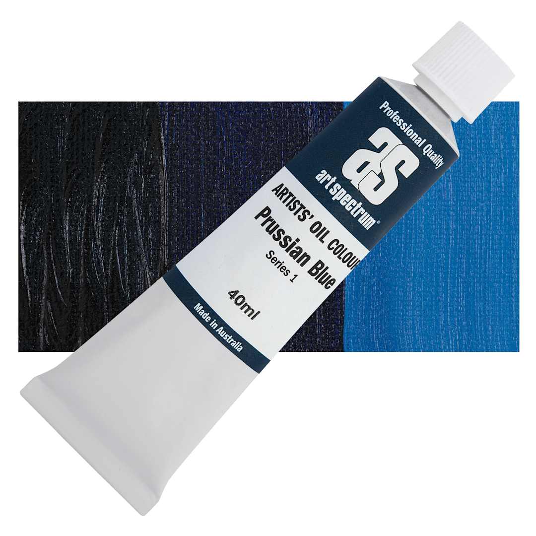 Open in modal - Art Spectrum Artists' Oil Paint - Prussian Blue, 40 ml tube and swatch