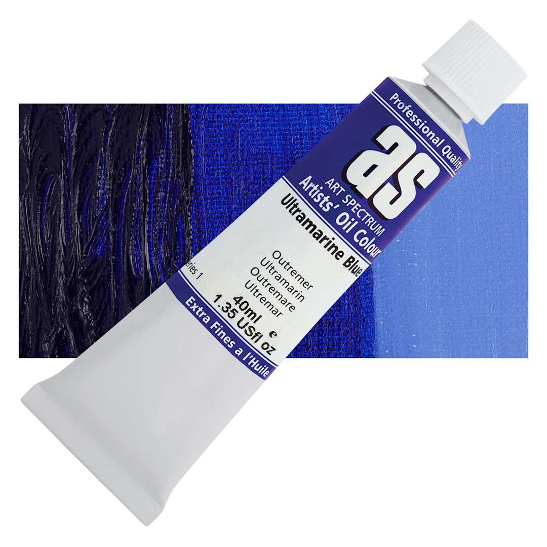 Open in modal - Art Spectrum Artists' Oil Paint - Ultramarine Blue, 40 ml tube and swatch