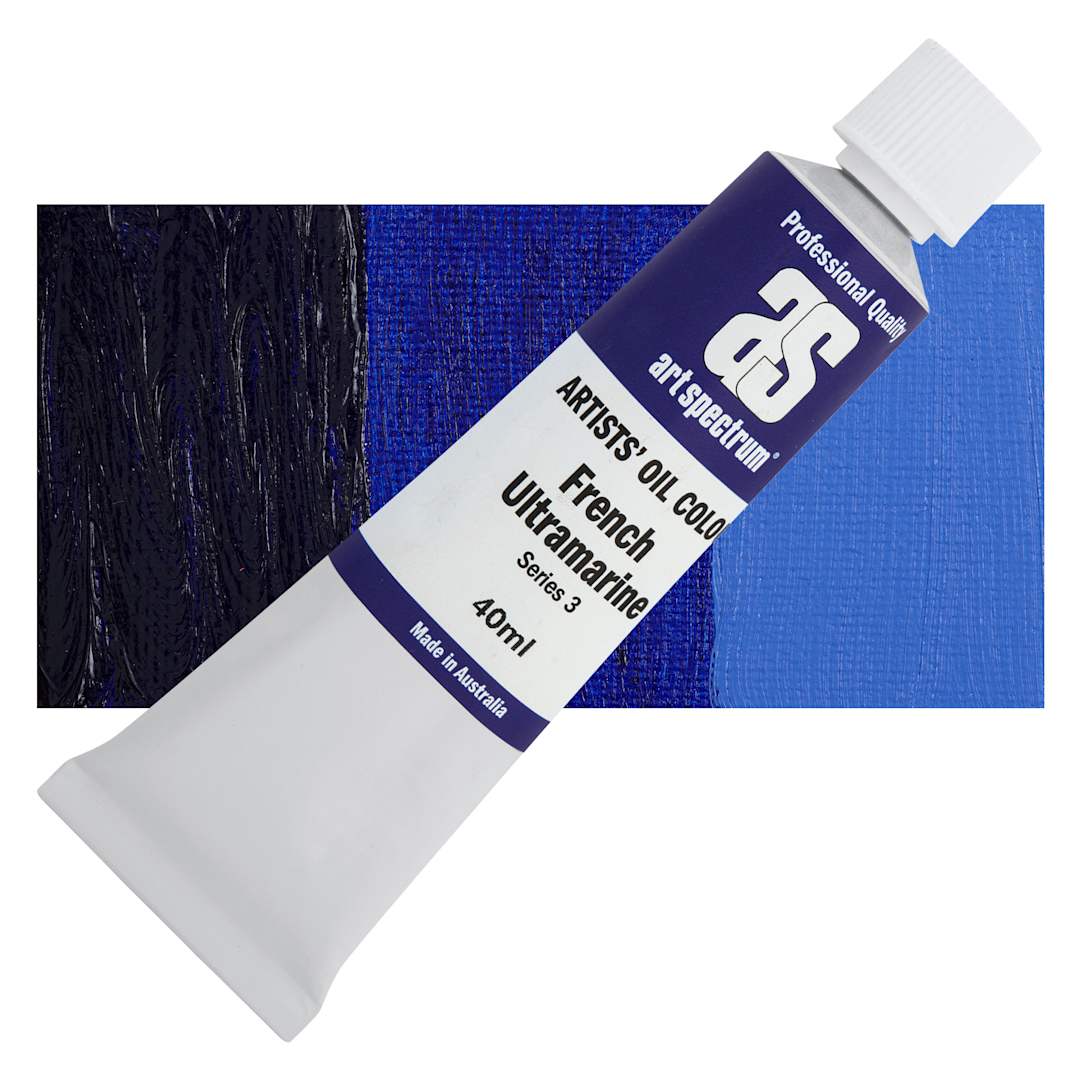 Open in modal - Art Spectrum Artists' Oil Paint - French Ultramarine, 40 ml tube and swatch