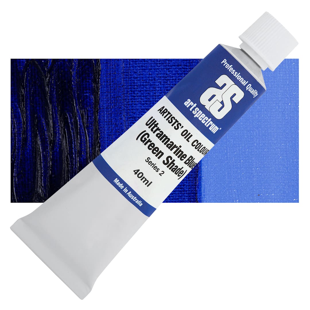 Open in modal - Art Spectrum Artists' Oil Paint - Ultramarine Blue (Green Shade), 40 ml tube and swatch