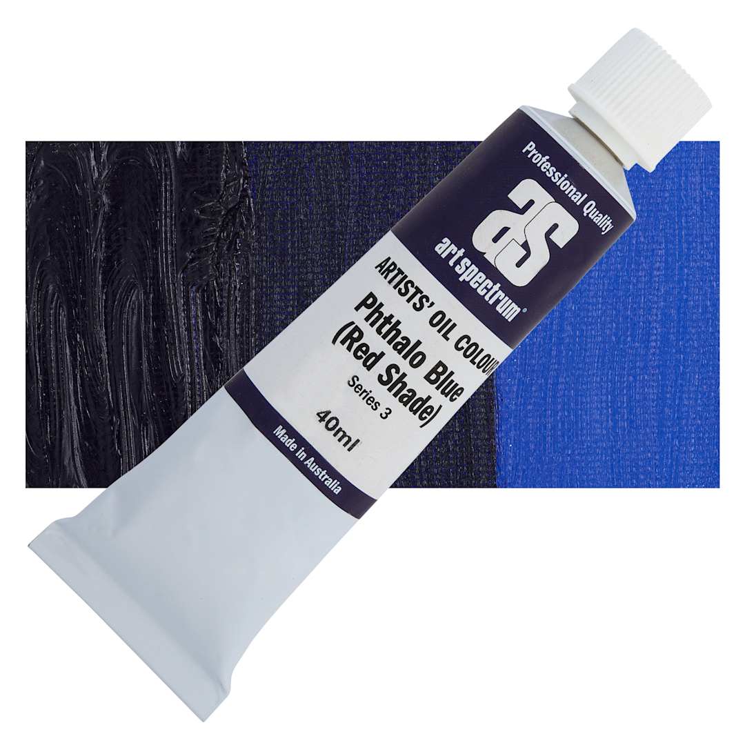 Open in modal - Art Spectrum Artists' Oil Paint - Phthalo Blue (Red Shade), 40 ml tube and swatch