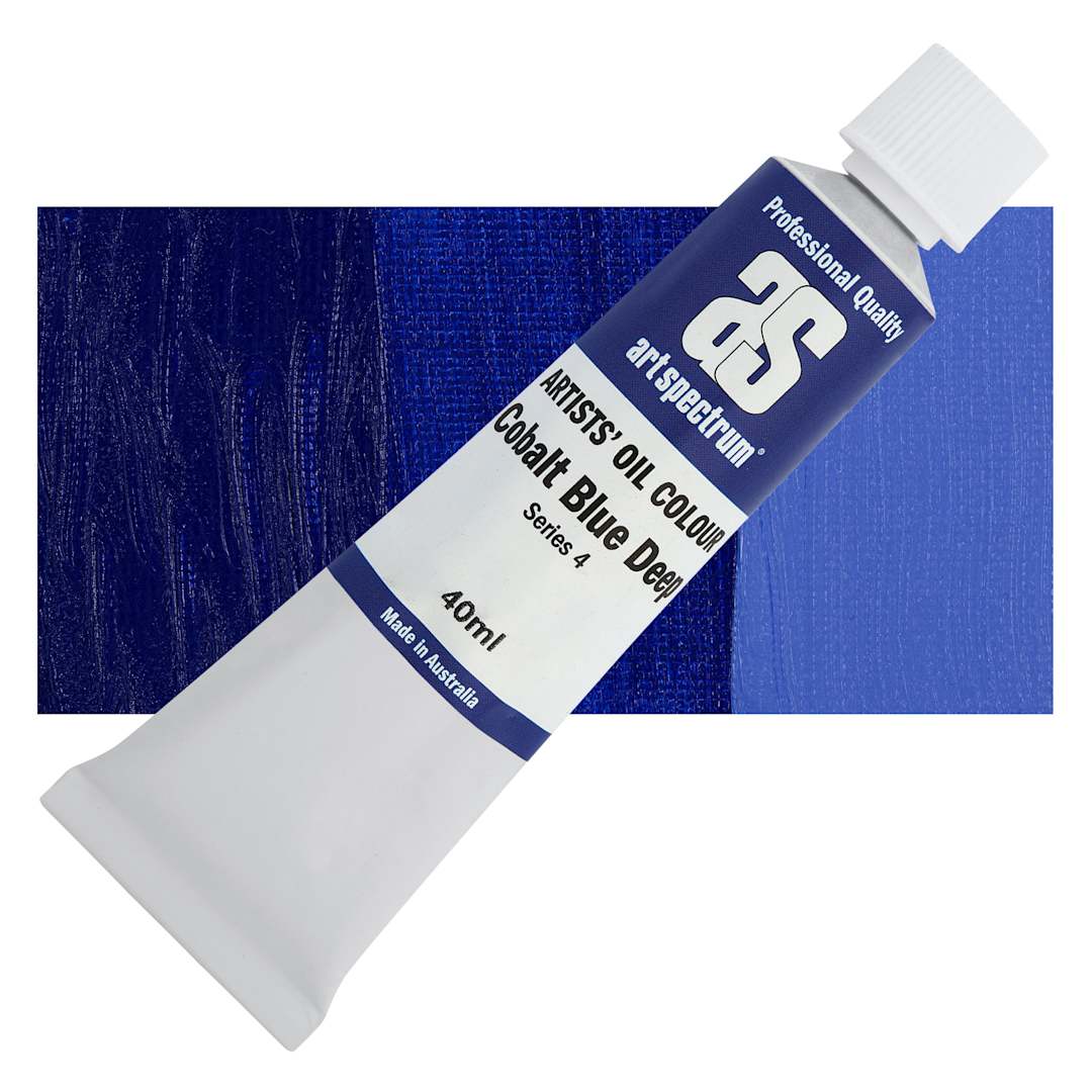 Open in modal - Art Spectrum Artists' Oil Paint - Cobalt Blue Deep, 40 ml tube and swatch