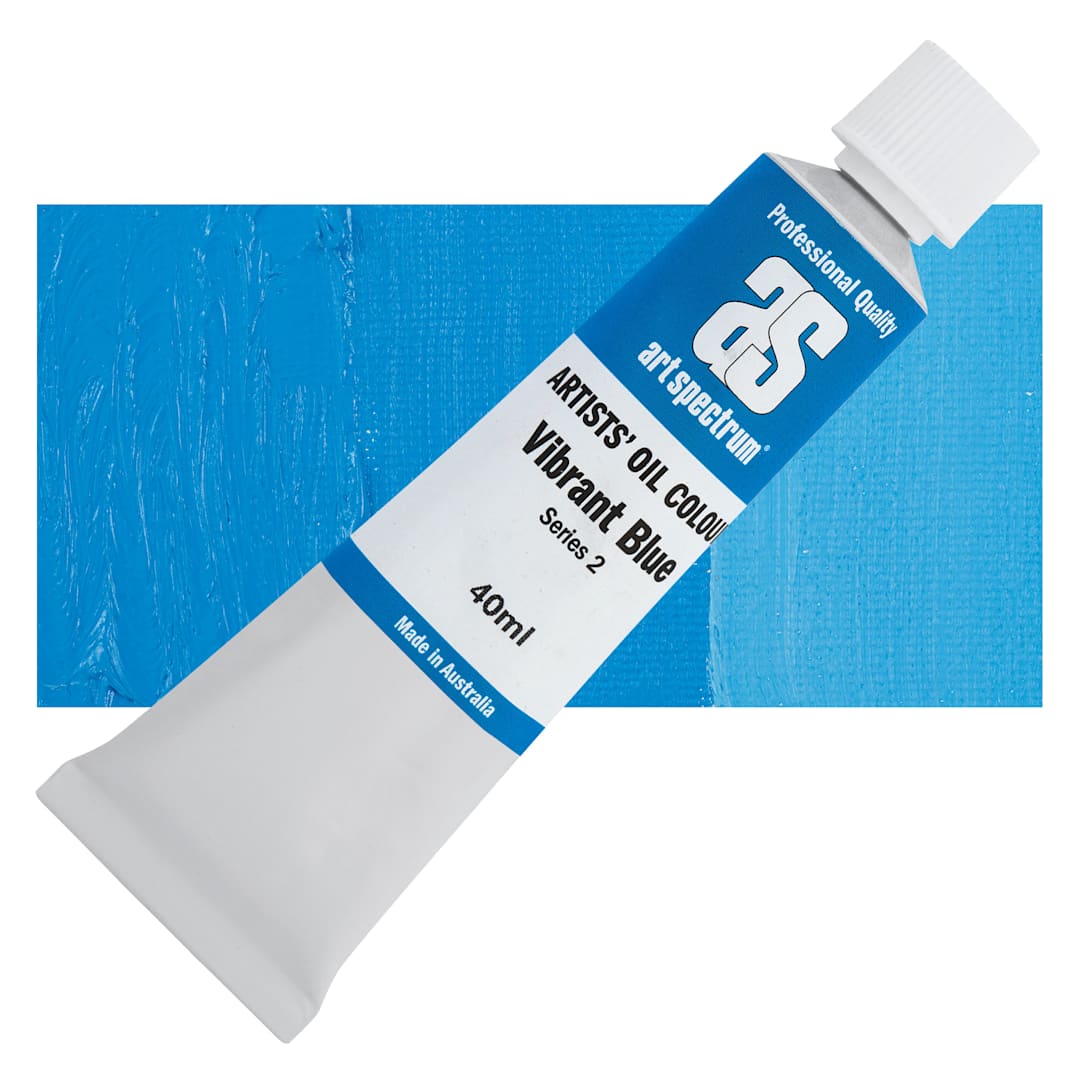 Open in modal - Art Spectrum Artists' Oil Paint - Vibrant Blue, 40 ml tube and swatch