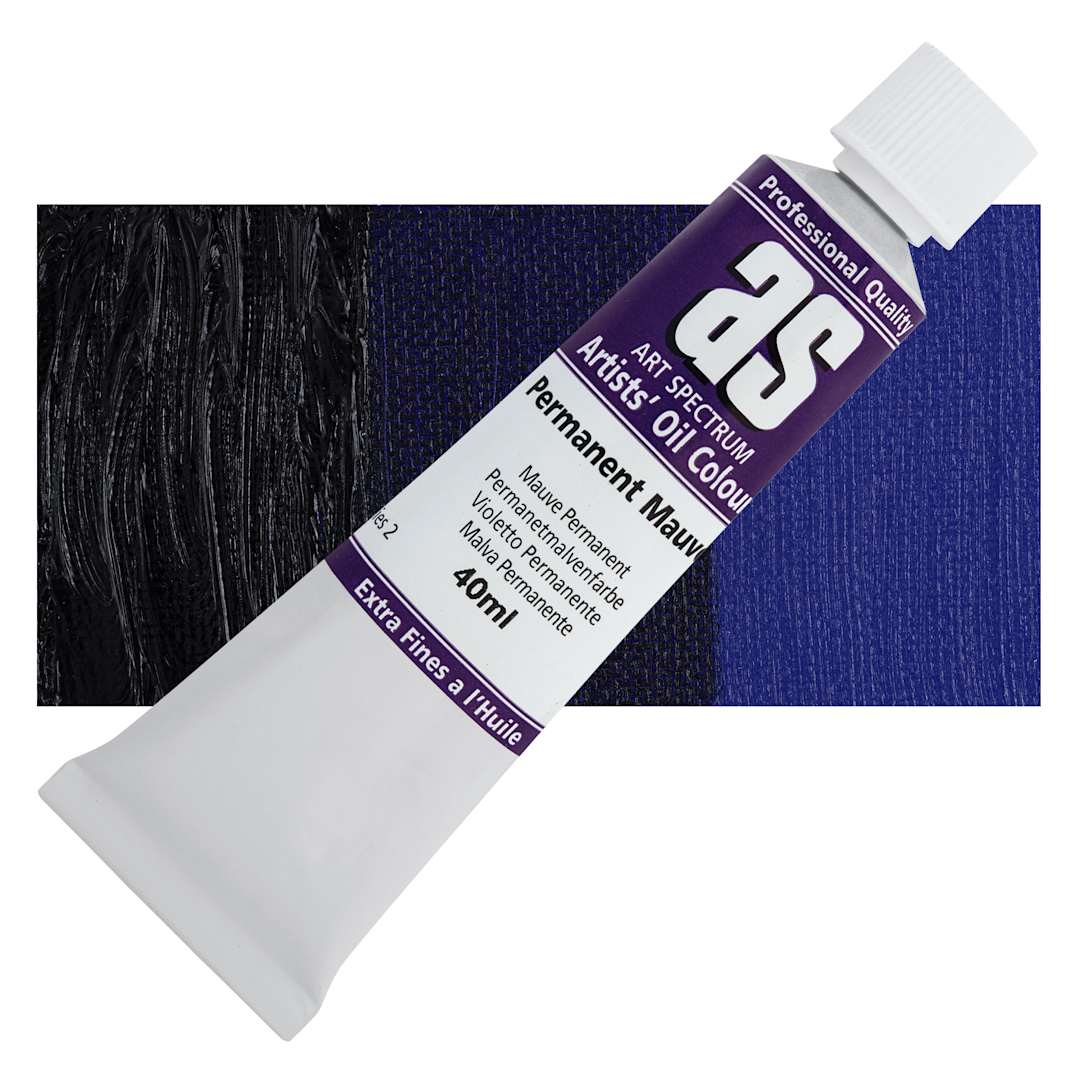 Open in modal - Art Spectrum Artists' Oil Paint - Permanent Mauve, 40 ml tube and swatch