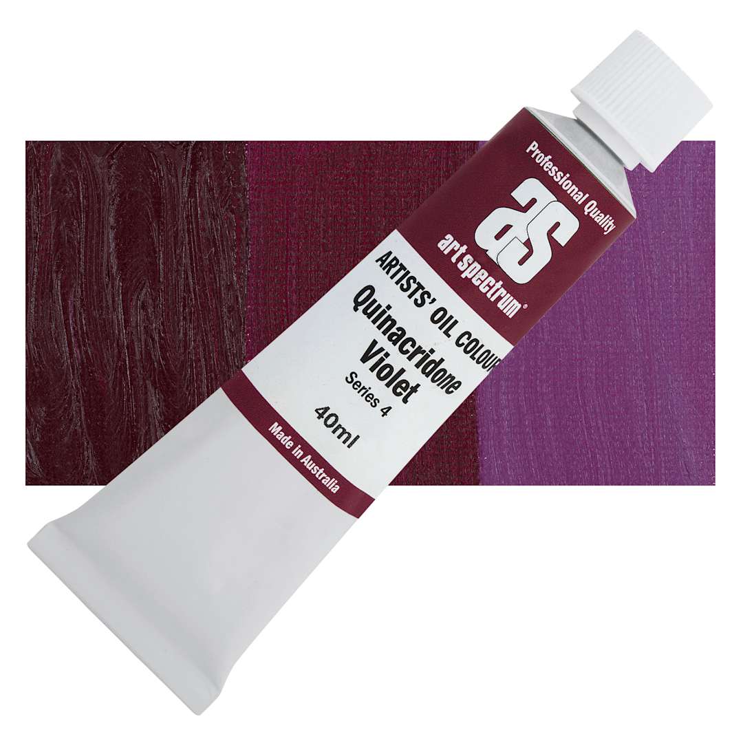 Open in modal - Art Spectrum Artists' Oil Paint - Quinacridone Violet, 40 ml tube and swatch
