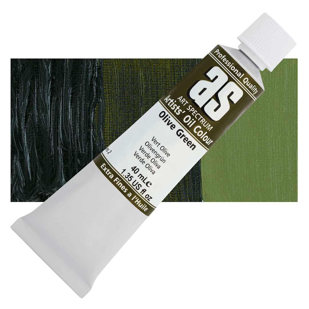 Open in modal - Art Spectrum Artists' Oil Paint - Olive Green, 40 ml tube and swatch