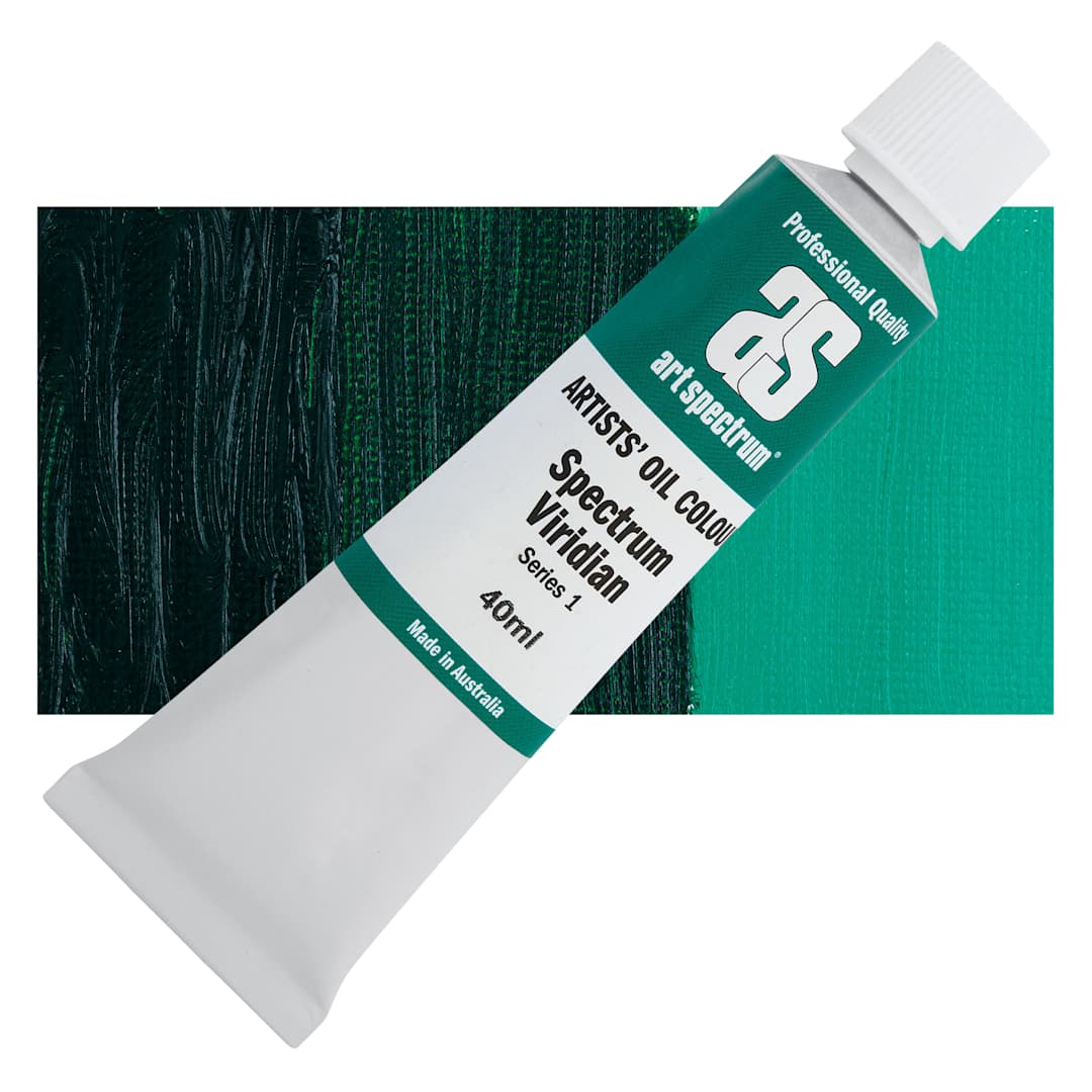 Open in modal - Art Spectrum Artists' Oil Paint - Spectrum Viridian, 40 ml tube and swatch
