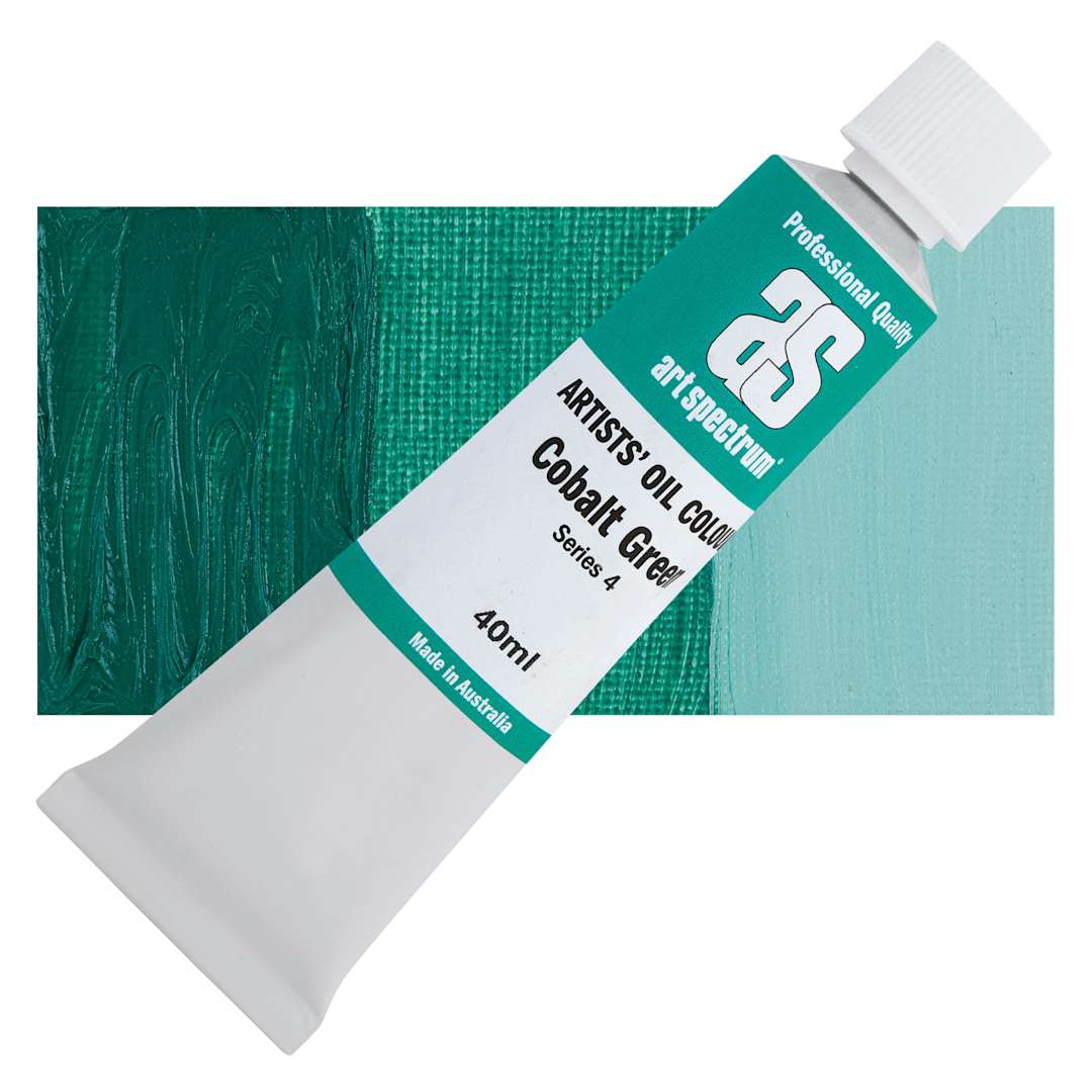 Open in modal - Art Spectrum Artists' Oil Paint - Cobalt Green, 40 ml tube and swatch