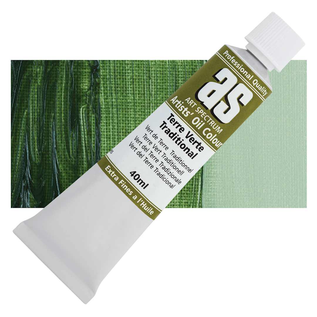 Open in modal - Art Spectrum Artists' Oil Paint - Terre Verte Traditional, 40 ml tube and swatch