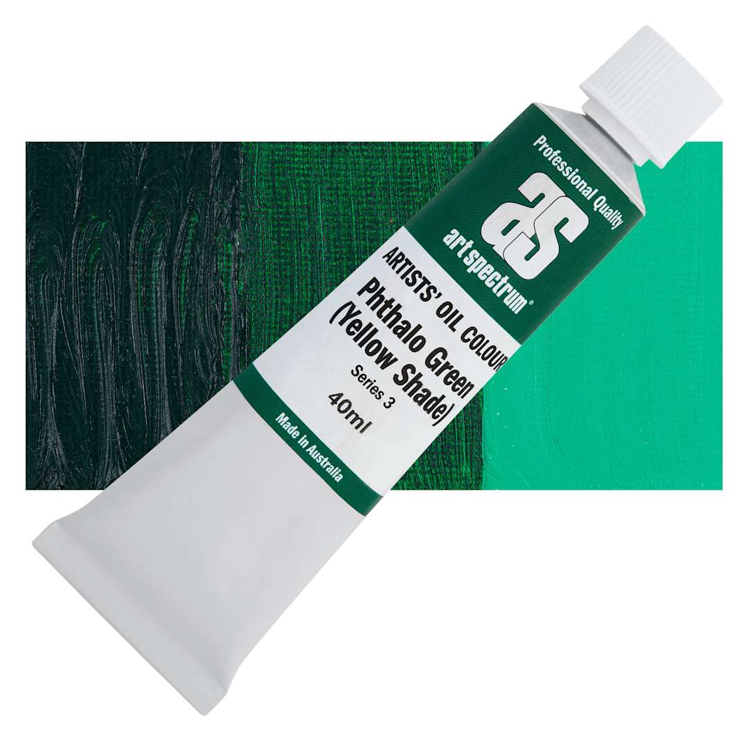 Open in modal - Art Spectrum Artists' Oil Paint - Phthalo Green (Yellow Shade), 40 ml tube and swatch
