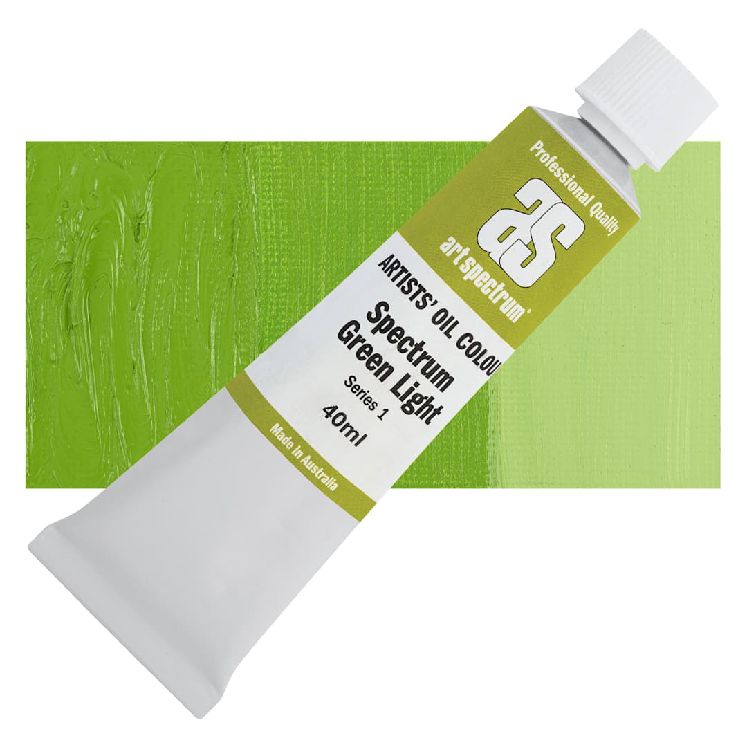 Open in modal - Art Spectrum Artists' Oil Paint - Spectrum Green Light, 40 ml tube and swatch