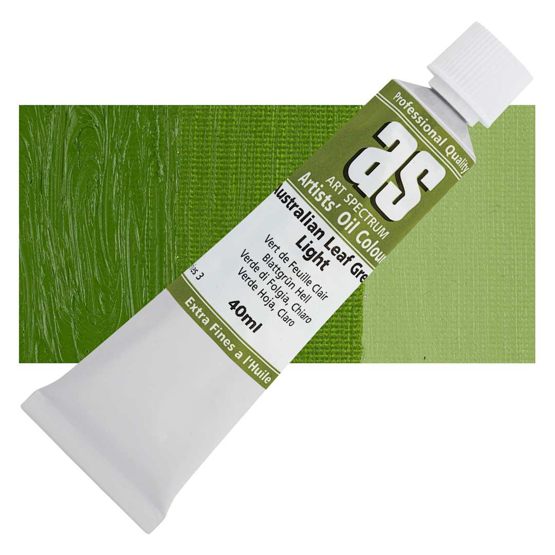 Open in modal - Art Spectrum Artists' Oil Paint - Australian Leaf Green Light, 40 ml tube and swatch