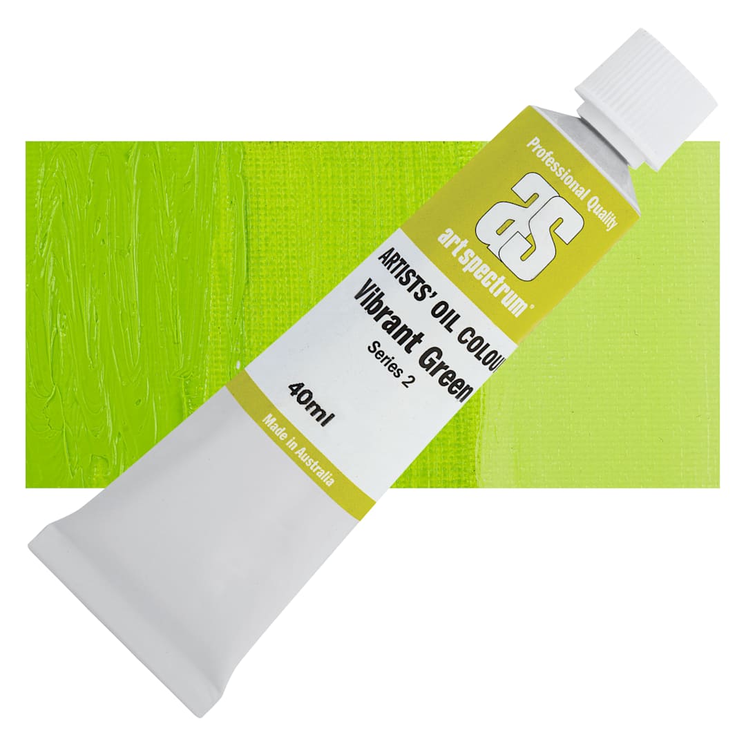 Open in modal - Art Spectrum Artists' Oil Paint - Vibrant Green, 40 ml tube and swatch