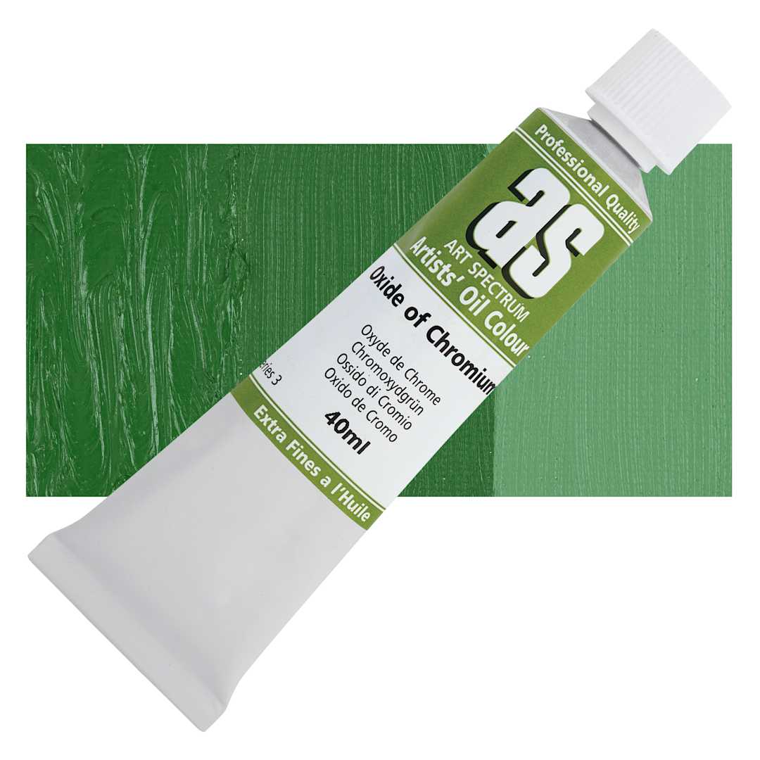 Open in modal - Art Spectrum Artists' Oil Paint - Oxide of Chromium, 40 ml tube and swatch