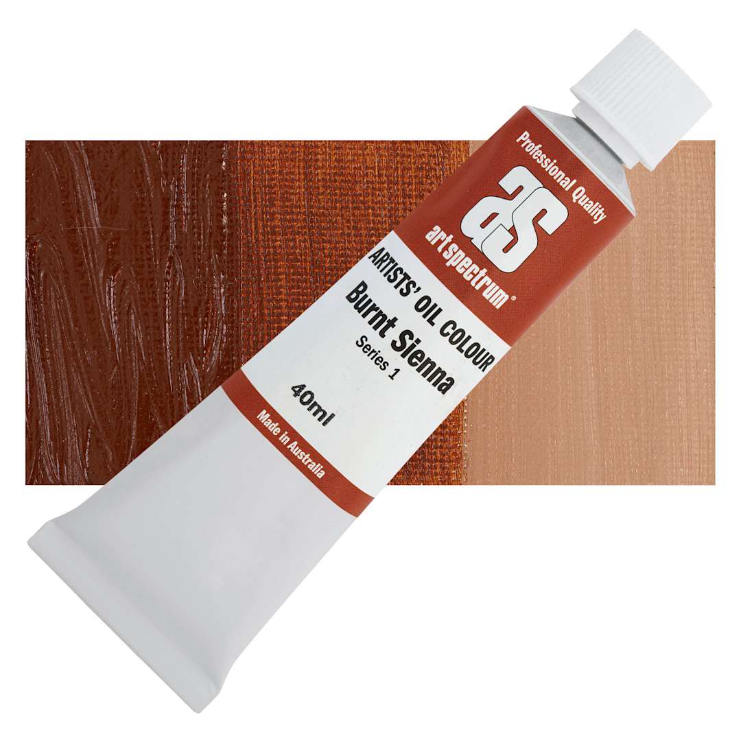 Open in modal - Art Spectrum Artists' Oil Paint - Burnt Sienna, 40 ml tube and swatch