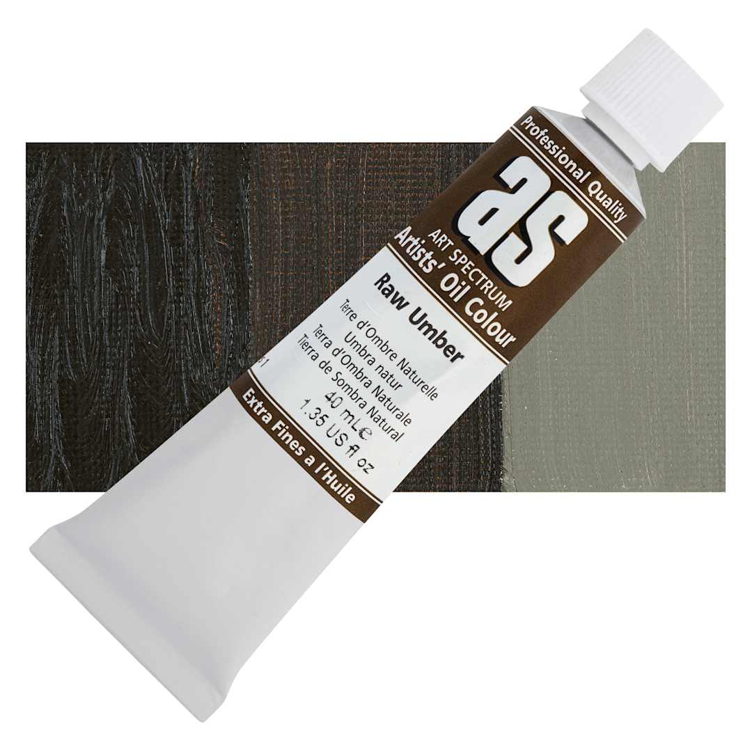 Open in modal - Art Spectrum Artists' Oil Paint - Raw Umber, 40 ml tube and swatch