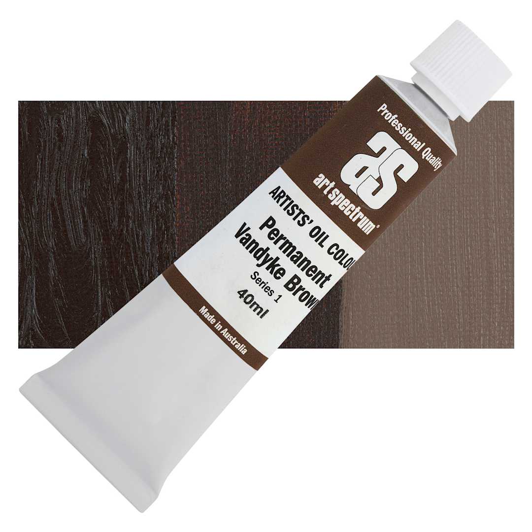 Open in modal - Art Spectrum Artists' Oil Paint - Permanent Vandyke Brown, 40 ml tube and swatch