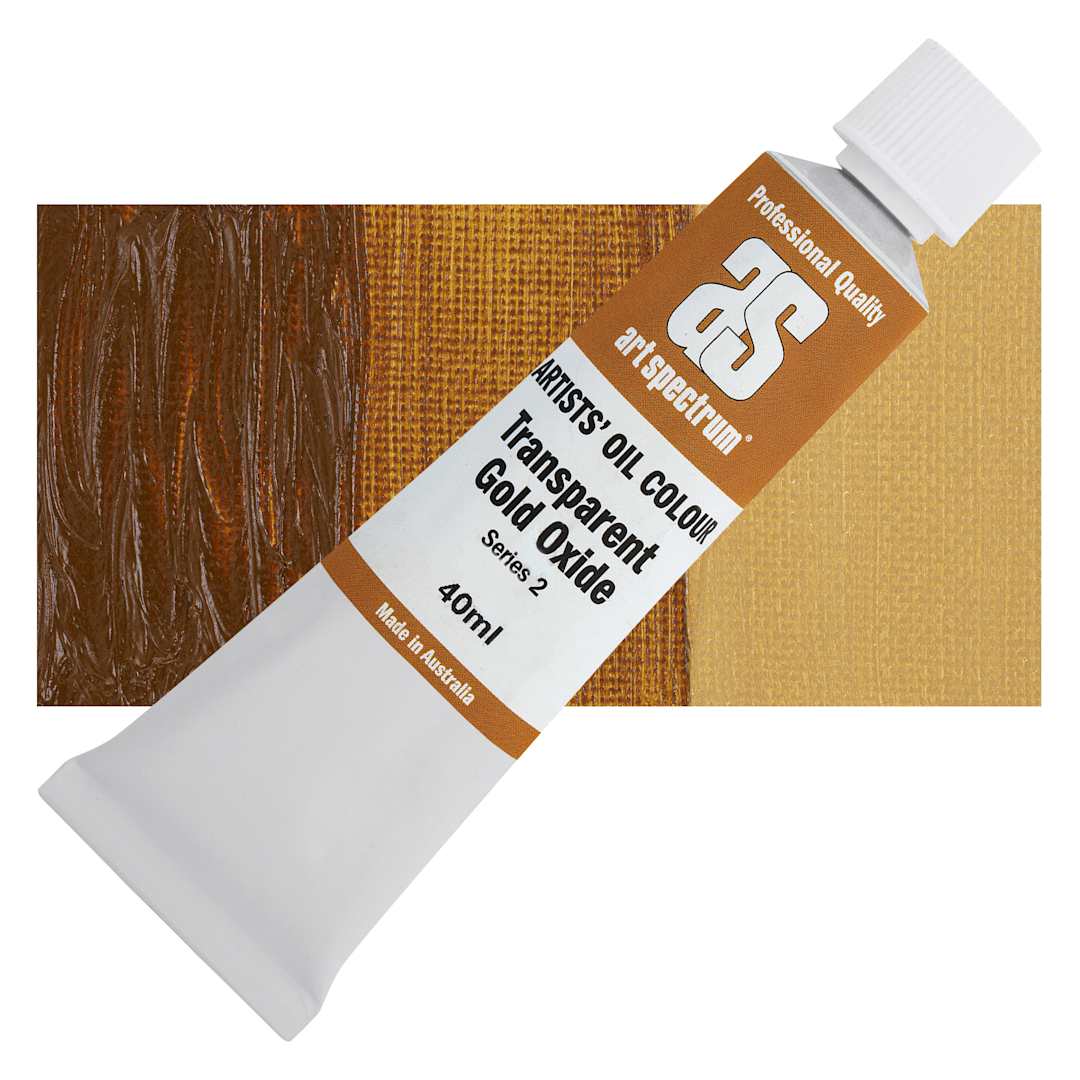 Open in modal - Art Spectrum Artists' Oil Paint - Transparent Gold Oxide, 40 ml tube and swatch