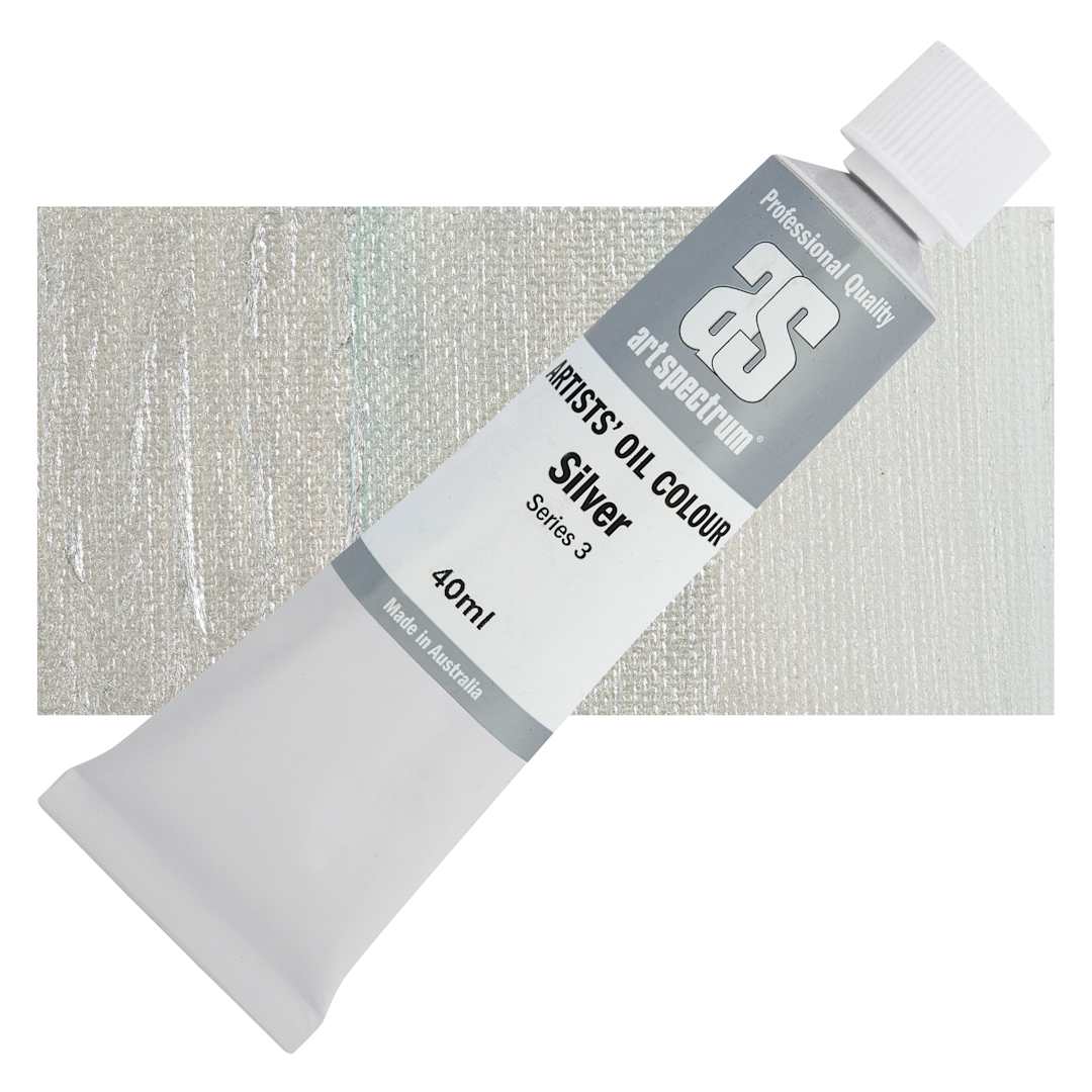 Open in modal - Art Spectrum Artists' Oil Paint - Silver, 40 ml tube and swatch