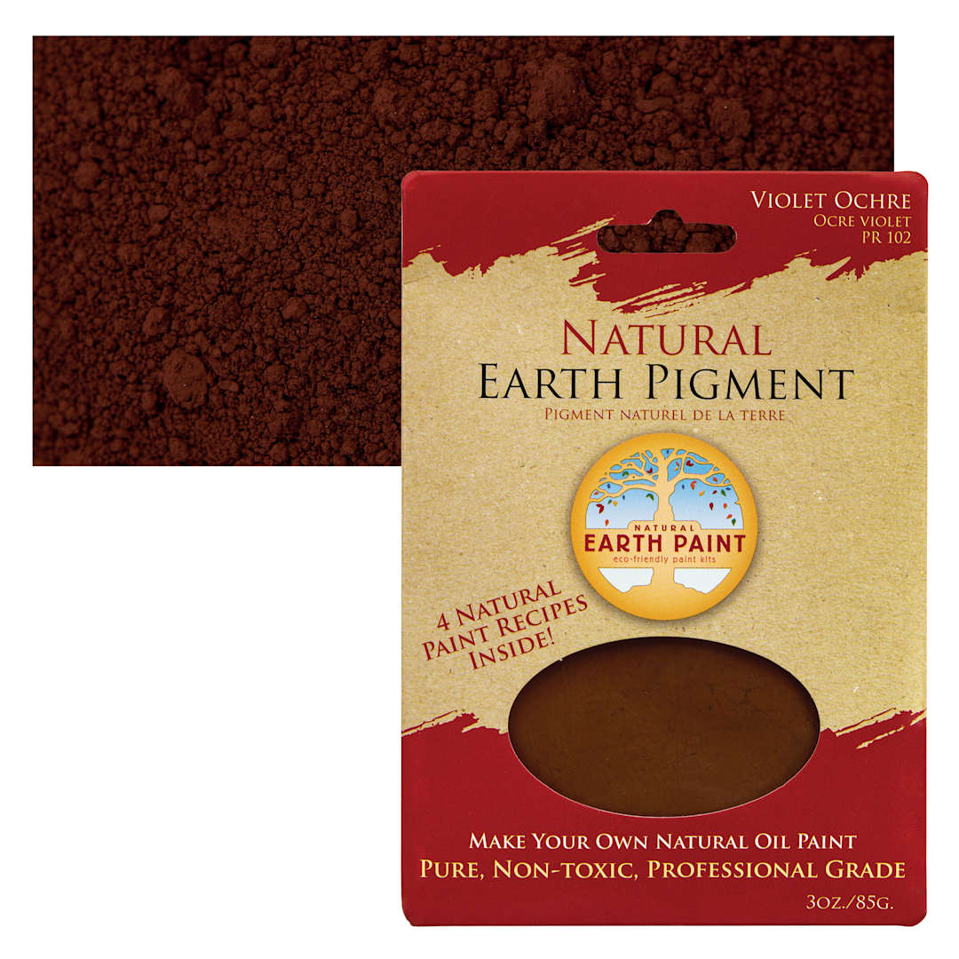 Open in modal - Natural Earth Paint Earth & Mineral Pigment - Violet Ochre, 3 oz package and swatch