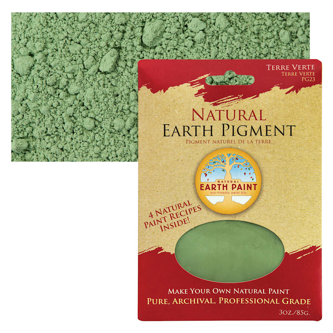 Open in modal - Natural Earth Paint Earth & Mineral Pigment - Terre Verte, 3 oz package and swatch